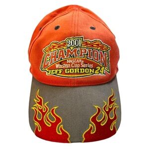 Vintage 2001 4 Time Nascar Champion Jeff Gordon 24 Y2K Hat Cap Red Gray
